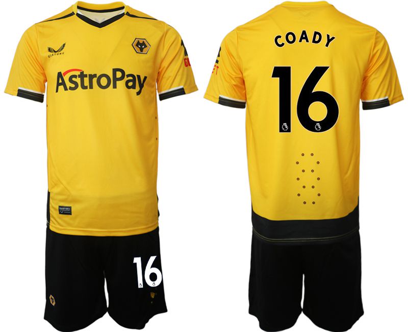 Men 2022-2023 Club Wolverhampton Wanderers home yellow 16 Soccer Jersey